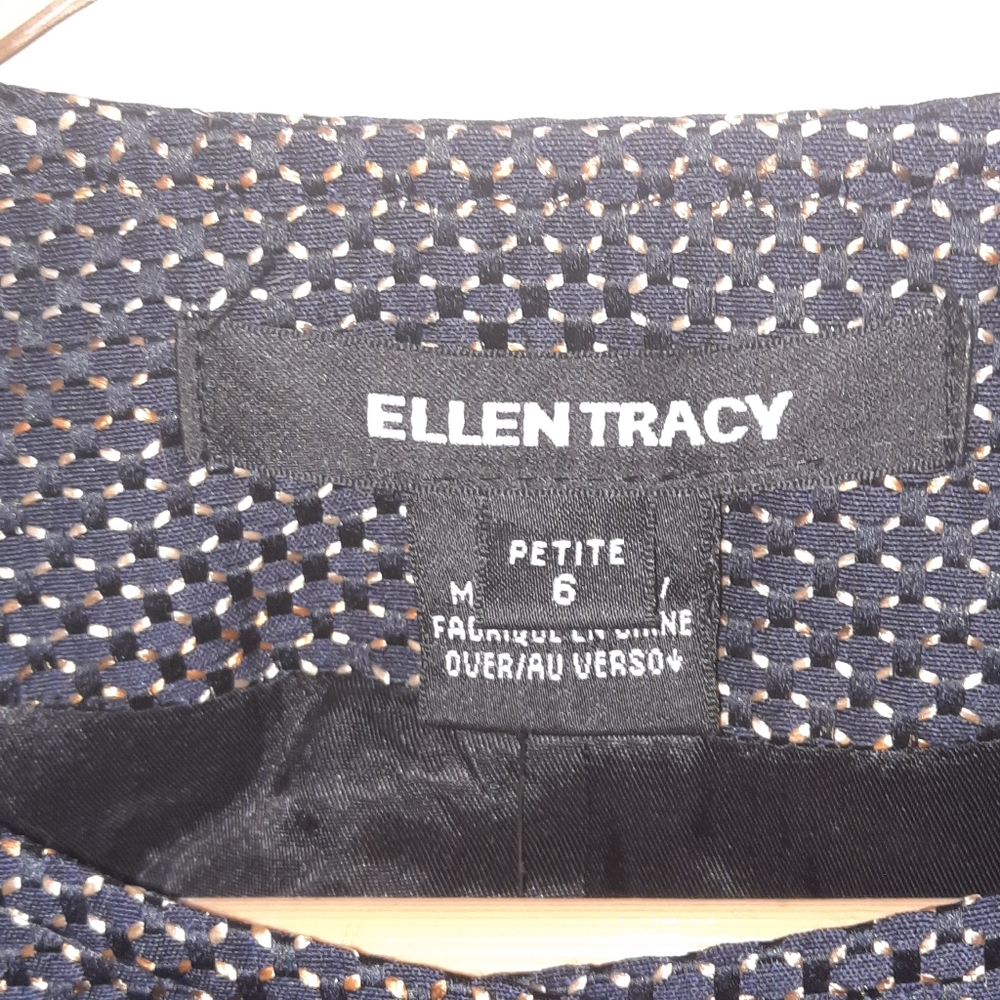 ELLEN TRACY Wool Blend Blazer Matte Bronze Gold Black Grey Woven Office $548 6P - Picture 7 of 10